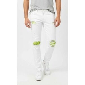 Monfrere Jagger Jeans Mens 29x32 White Rare Noho Slim Fit Distressed Skinny Leg